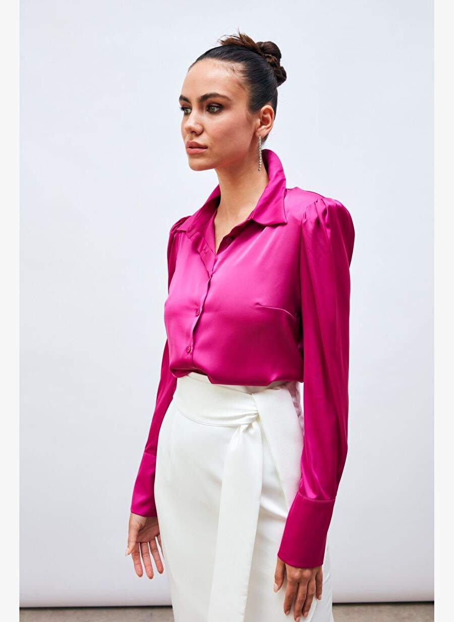 Vatkali Satin Shirt - Fuchsia — Product image 4 of 7