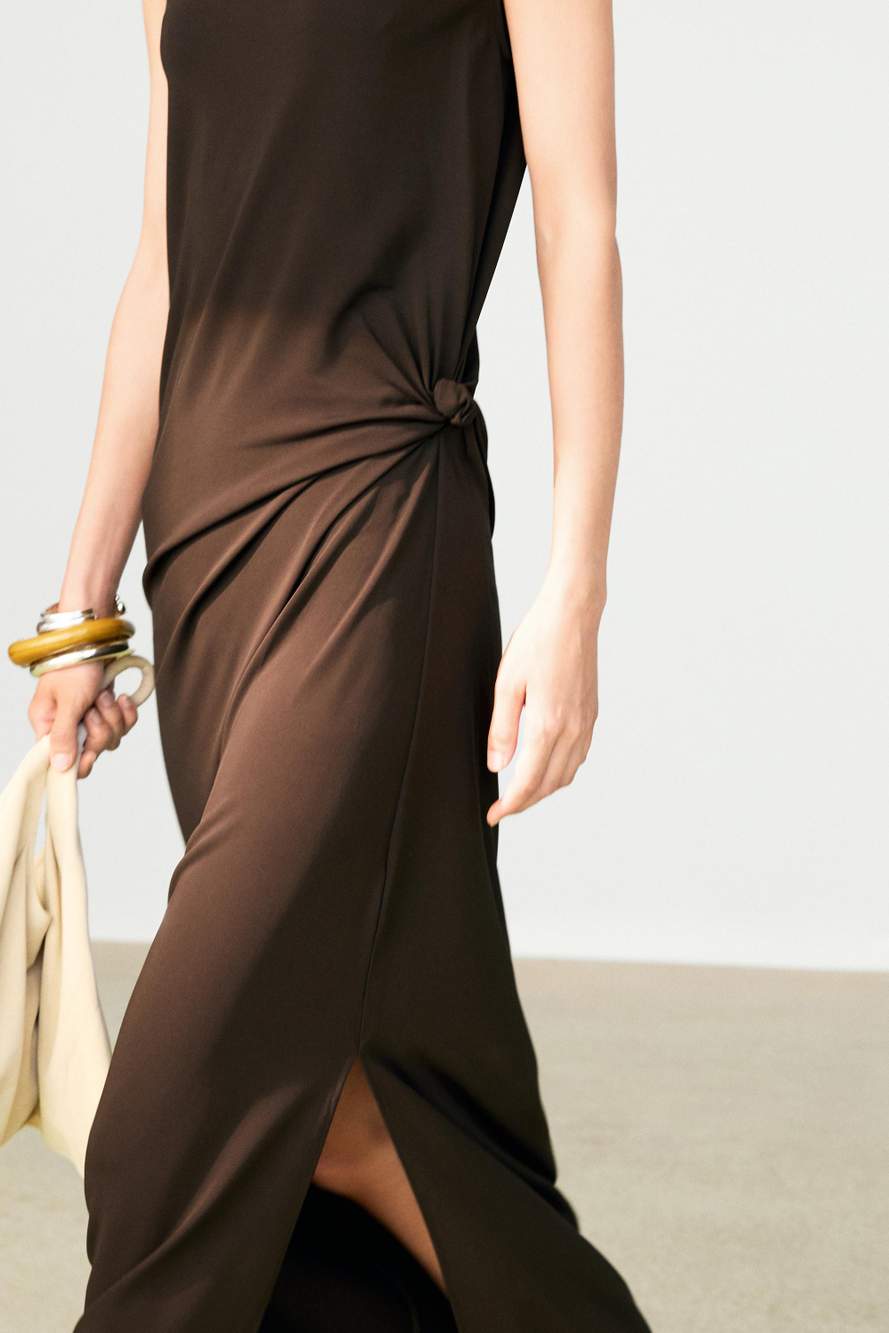 Asymmetric ruched midi dress — Product image 7 of 17