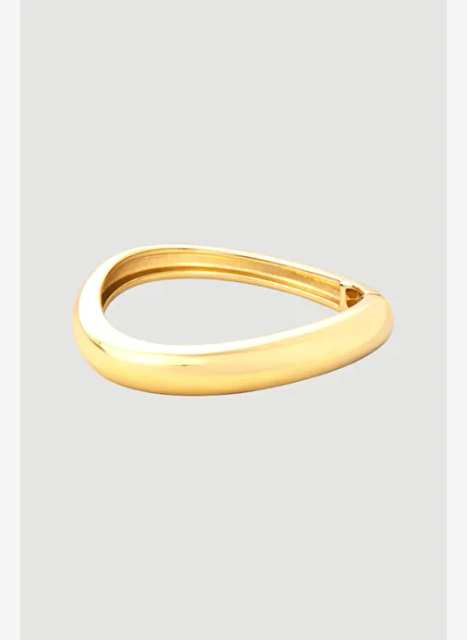Gusto Dalga Görünümlü Kelepçe Bilezik  - Gold