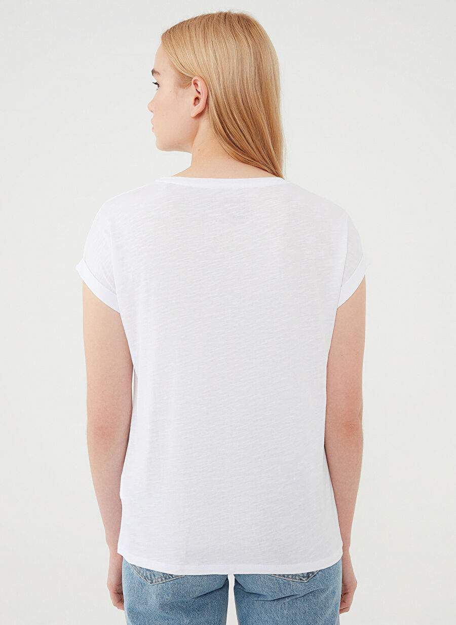 Beyaz Kadın %100 Pamuk T-Shirt M166422-620 — صورة المنتج 4 من 7