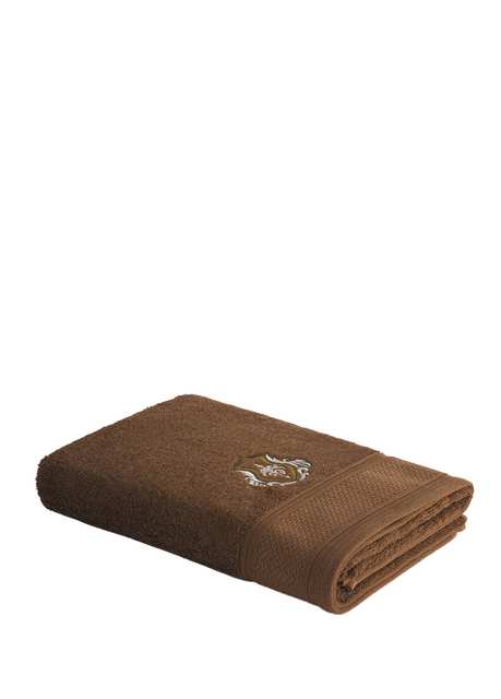 Farah Embroidered Brown Organic Cotton Men's Bath Towel 80 x 150 cm