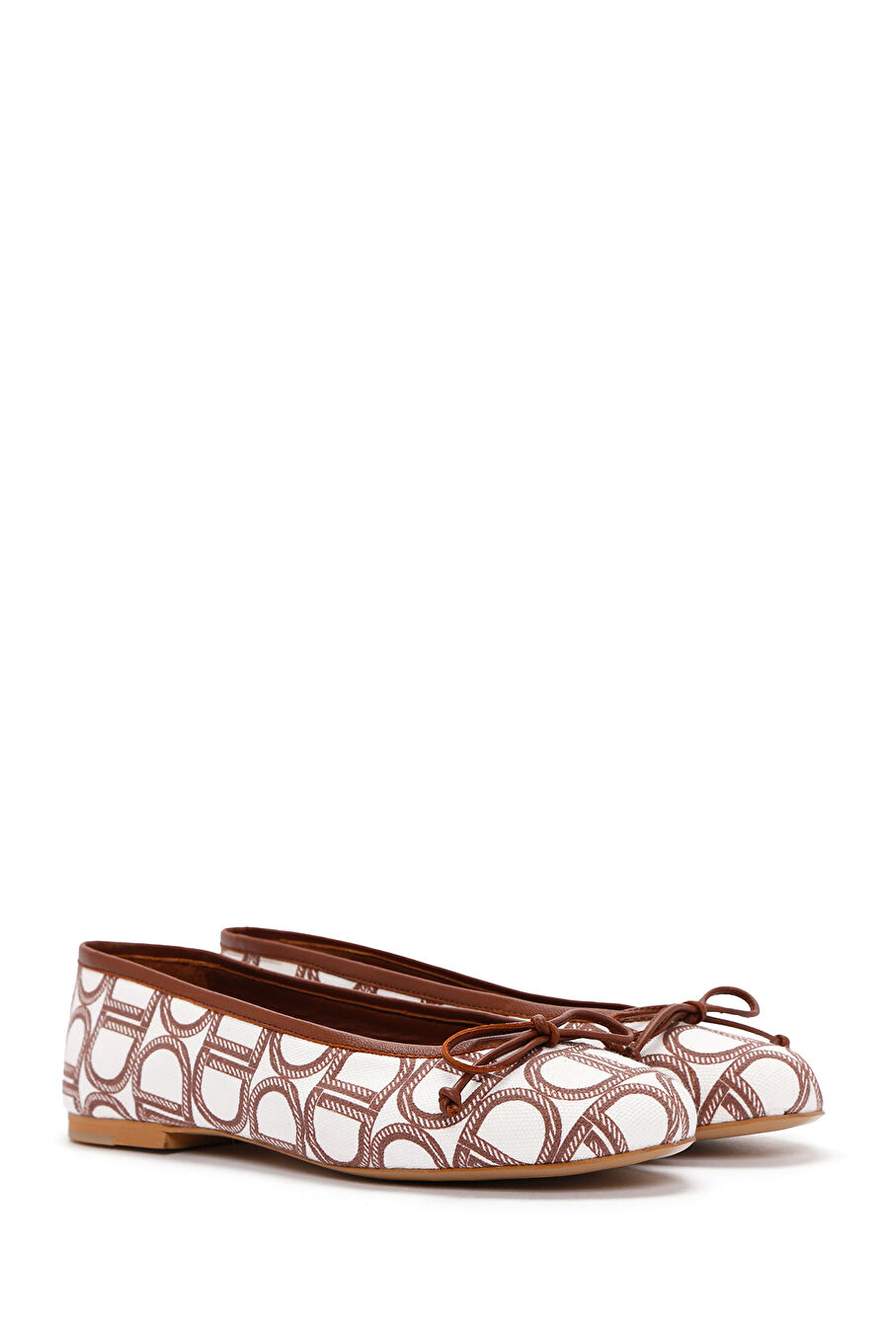 Kadn Brown Monogram Patterned Leather Babet 24sfd12076f — Product image 3 of 8