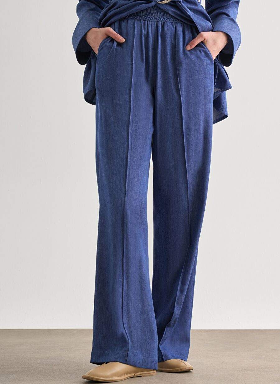 Indigo Blue Mizelle Denim Textured Waist Rubber Genis Paca Pants — Product image 6 of 20