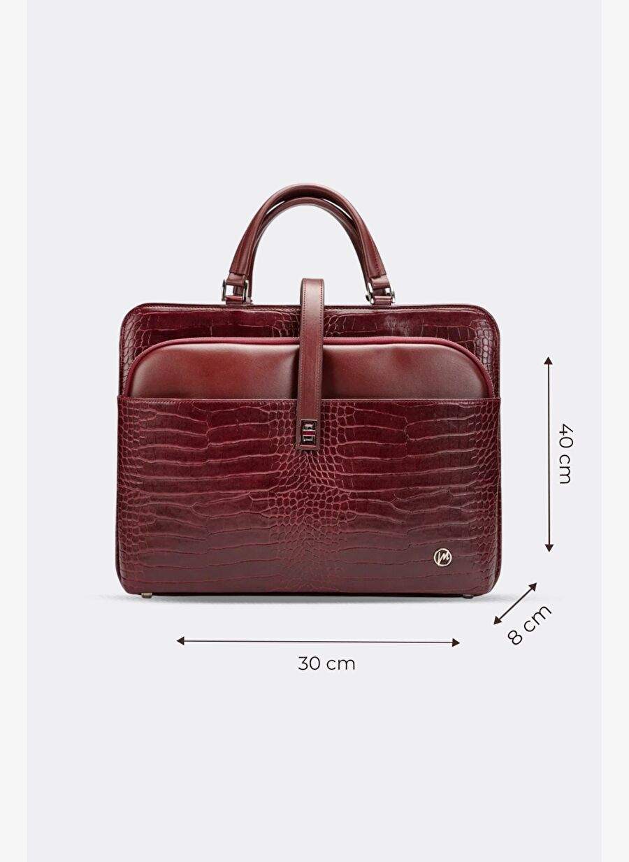 Kadın Evrak Laptop Çantası Kroko Bordo — Product image 4 of 7