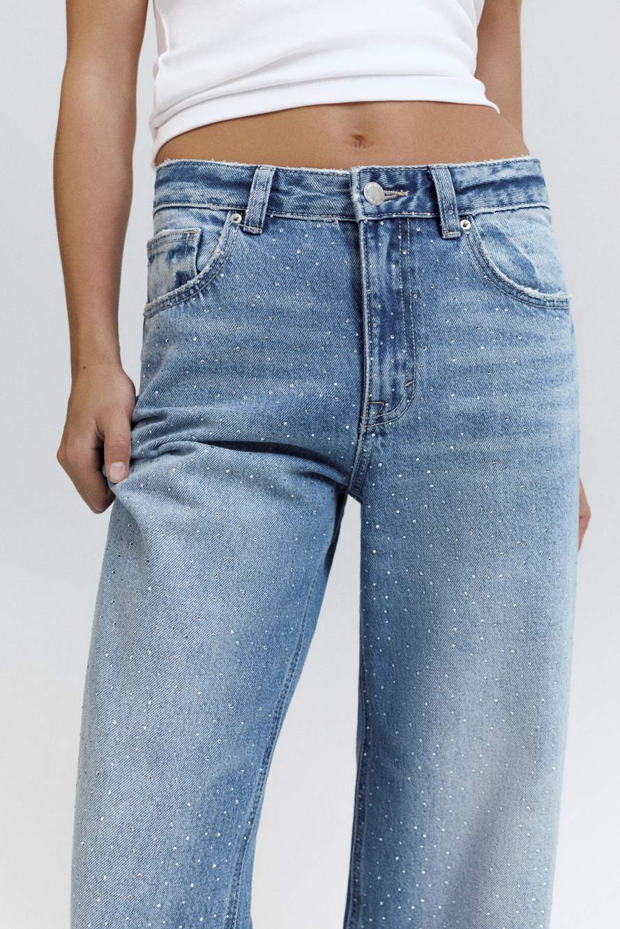 Straight-leg baggy jeans with rhinestones — Product image 20 of 38