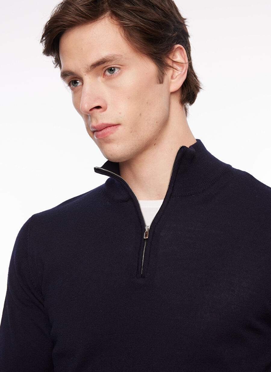 Men's Dark Navy Blue Crew Neck Slim Fit Sweater — Product image 2 of 5