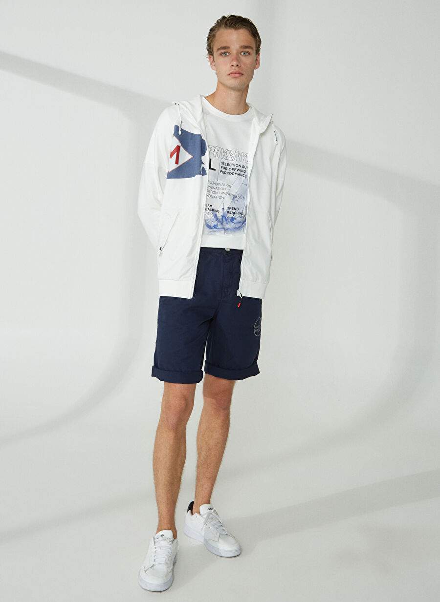 Murphy&Nye Kapüşon Yaka Düz Beyaz Erkek Sweatshırt HOODED FLAG SWEATSHIRT — صورة المنتج 3 من 6