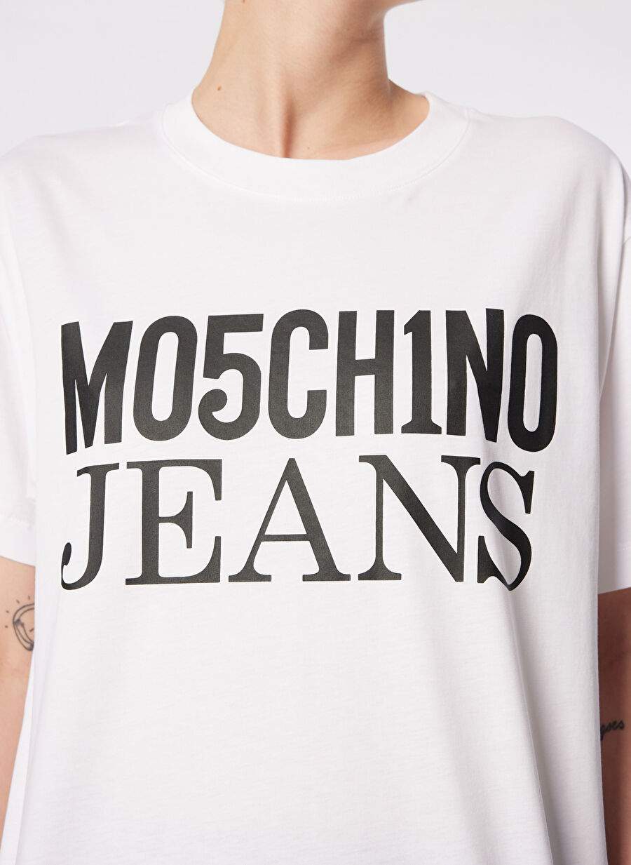 Moschino Jeans Round Collar Baskl White Kadn T Shirt 241k1j0712 — Product image 5 of 8