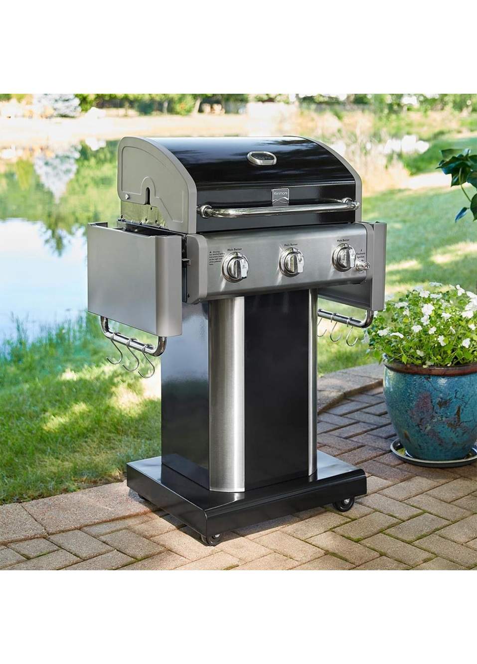 Siyah Metal 3 Ocaklı Gazlı Barbekü — صورة المنتج 5 من 6