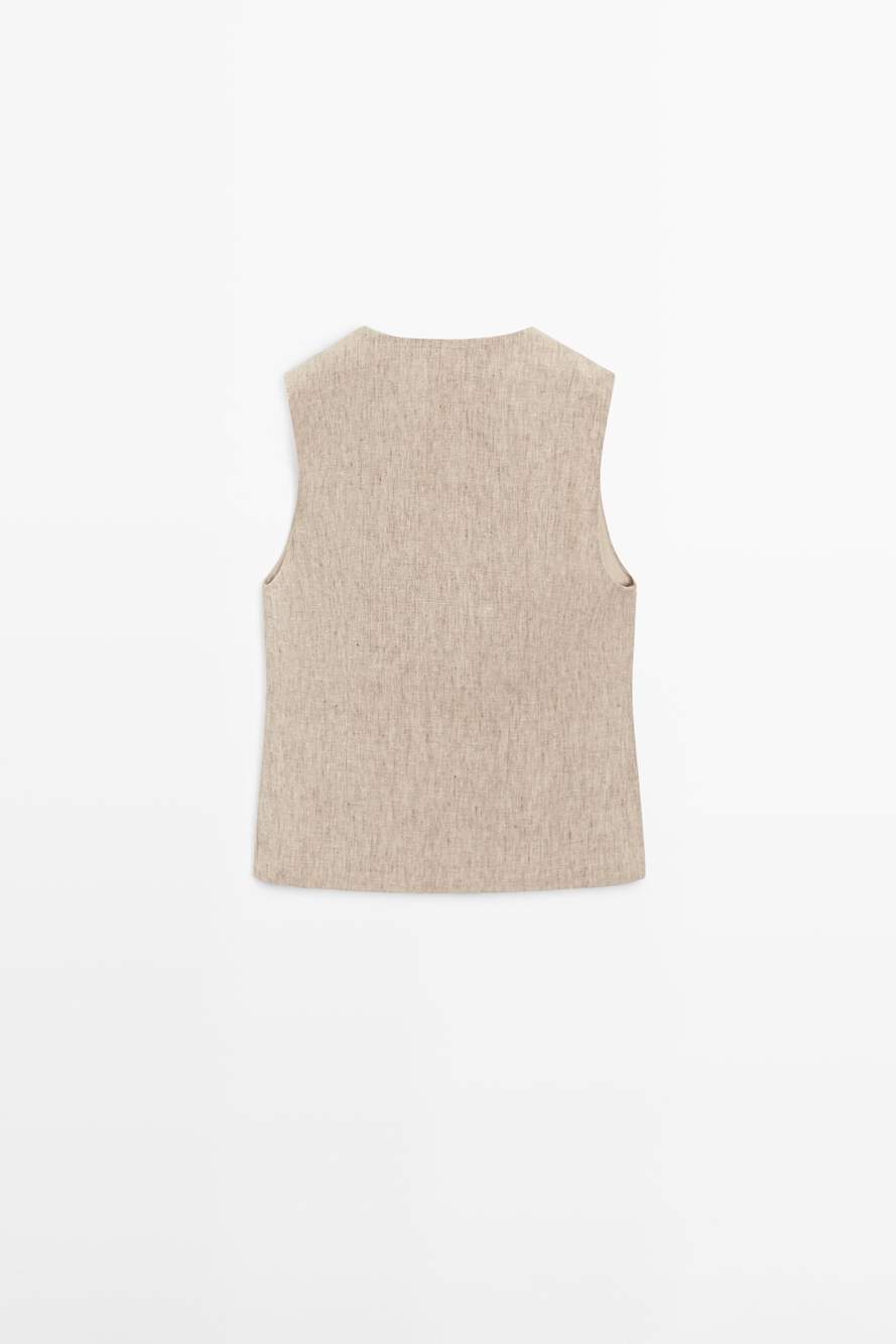 Linen melange waistcoat with buttons — Product image 7 of 15