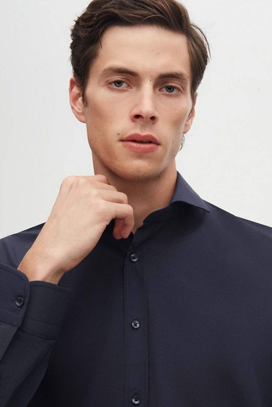 Ds Groom Slim Fit Navy Blue Italian Collar Narrow Cut Classic Tietlk Long Sleeves Easy To Use What — Product image 3 of 6