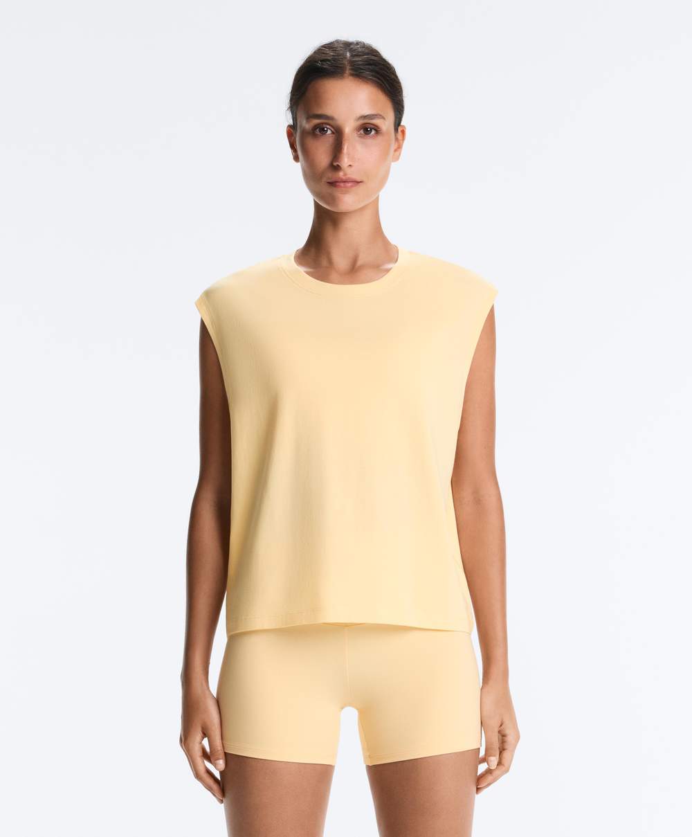Cotton blend sleeveless T-shirt — صورة المنتج 6 من 8