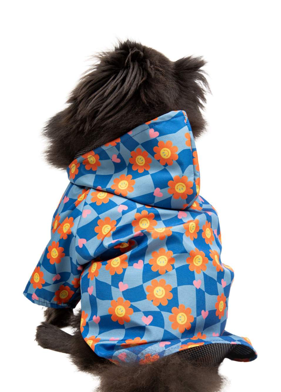 Happy Flower Renkli Kapüşonlu Küçük Irk Köpek Yağmurluk — صورة المنتج 4 من 5