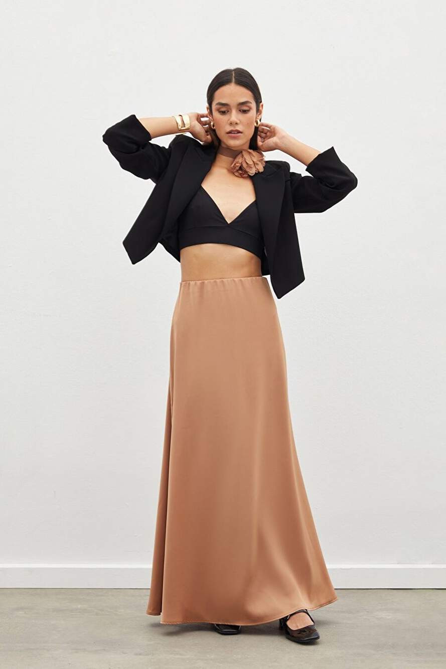 Long Satin Skirt - Camel — Product image 4 of 20