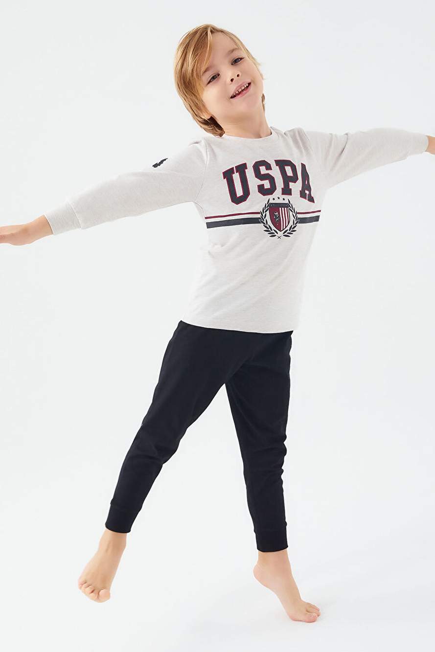 U.S. Polo Assn Bej Melanj Erkek Çocuk Pijama Takım — Product image 3 of 5