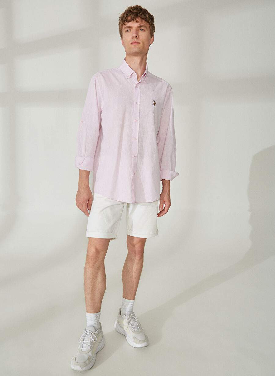 U.S. Polo Assn. Comfort Fit Düğmeli Yaka Pembe Erkek Gömlek MUBUS — Product image 3 of 5