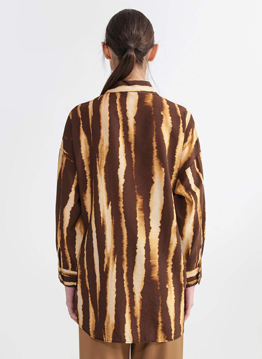 Factory Comfort Basic Patterned Brown - Beige Women's Shirt CM-SORIS — Product image 6 of 6