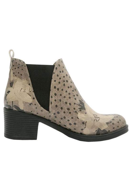 Women Vegan Leather Beige Ankle Boots - Black Dress Design — Product image 4 of 7