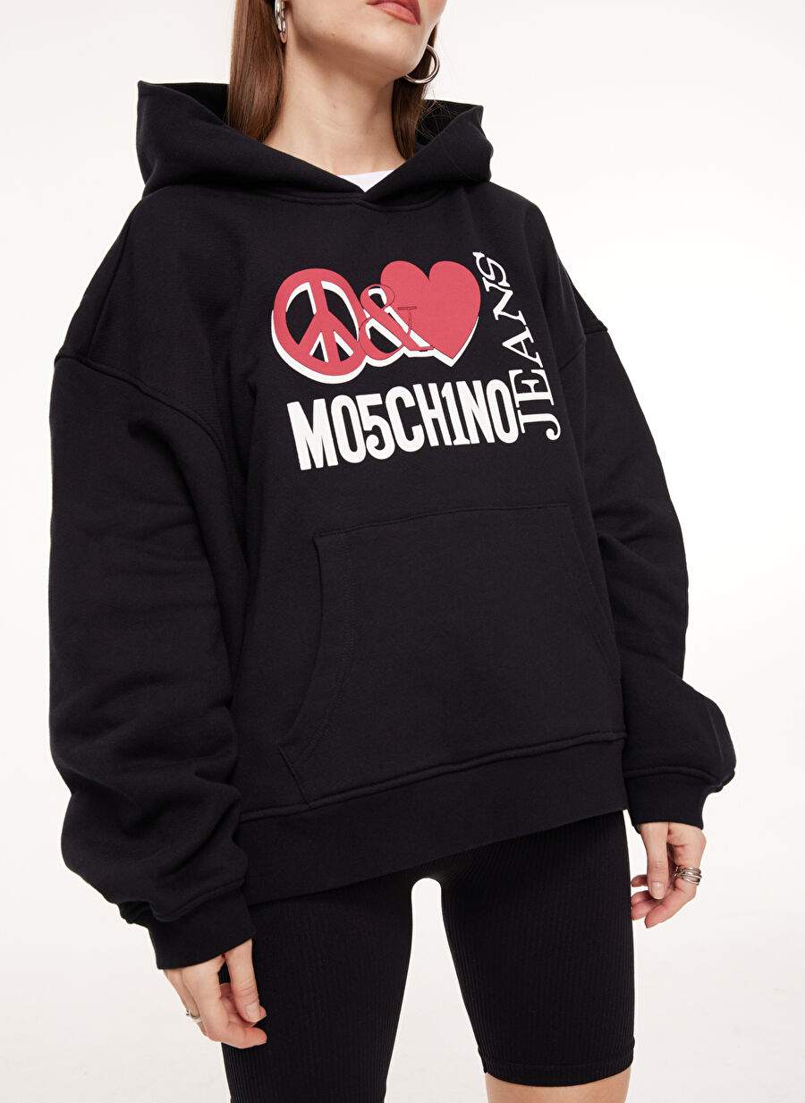 Moschino Jeans Hoodie Collar Printed Black Women Sweatskirt A1710 — Product image 4 of 5