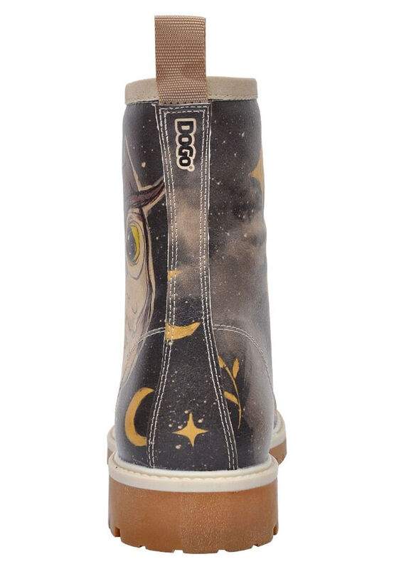 Women Vegan Leather Black Long Boots - Owls Family Design — Product image 7 of 8