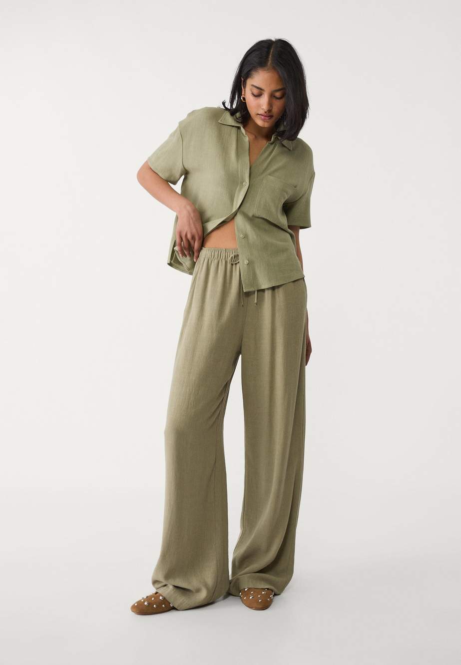 Flowing linen-effect trousers — Product image 42 of 51