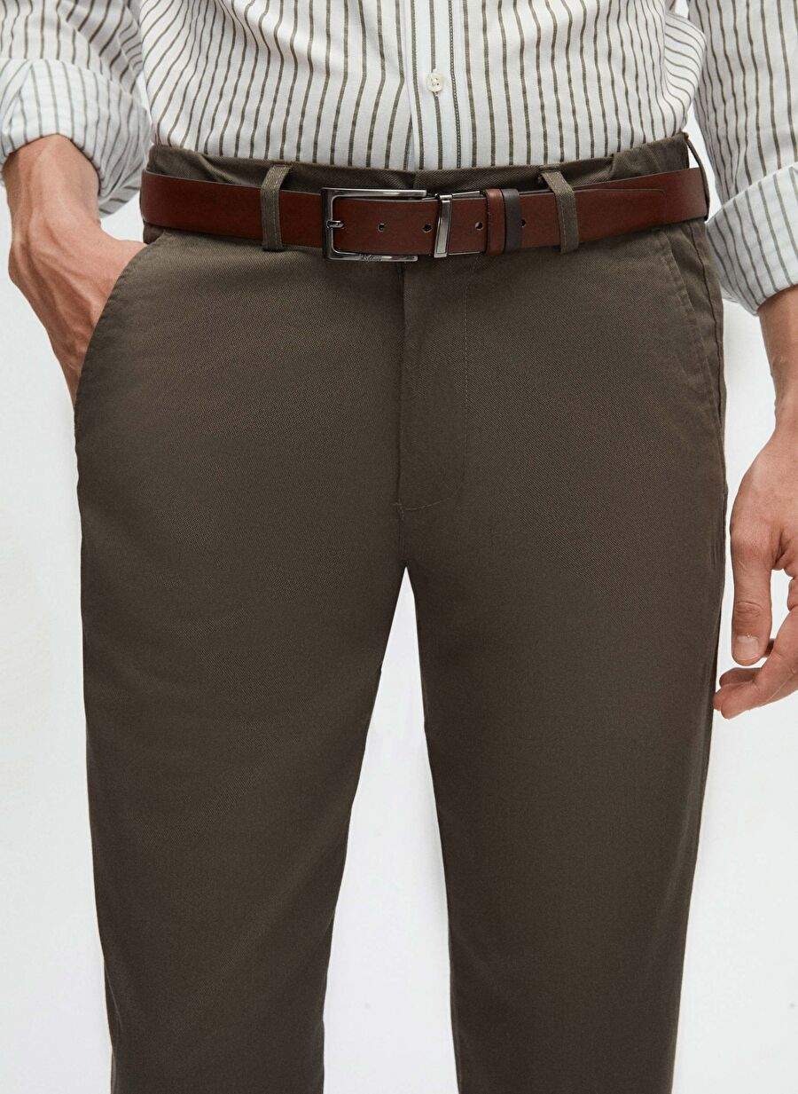Ds Damat Slim Fit Haki Armurlu Yan Beli Lastikli Esnek Likral Yandan Cepli Chino Pantolon — صورة المنتج 4 من 6