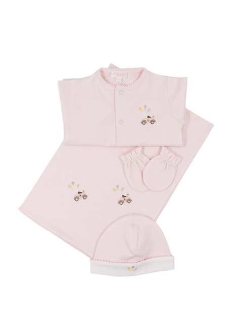 Pink Car Hand Embroidered Baby Girl Gift Set