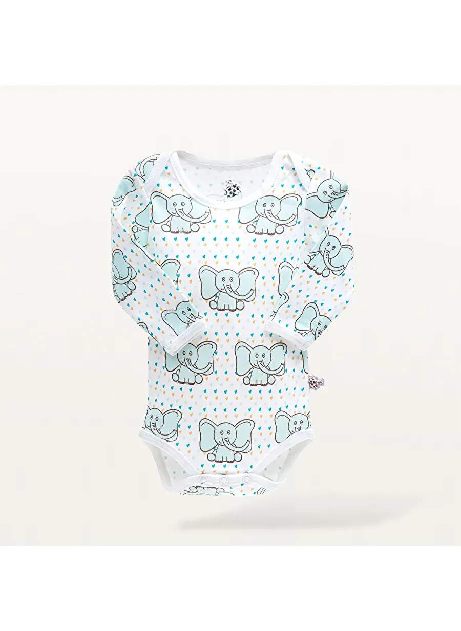 بورنيو 2 بيبي دوي كم طويل 100٪ مشط القطن العضوي المطبوعة الأبيض النعناع — صورة المنتج 3 من 8