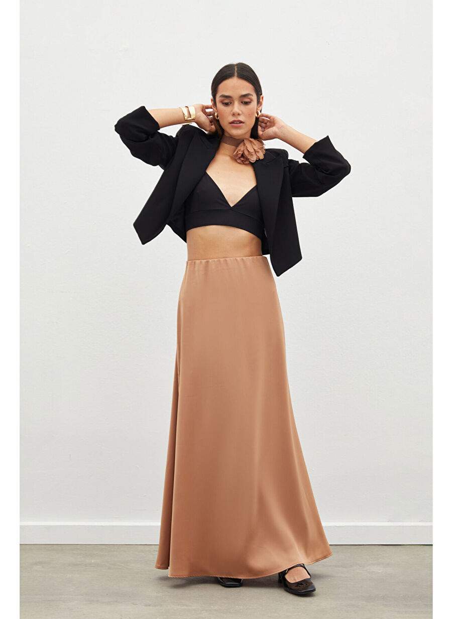 Long Satin Skirt - Camel — Product image 3 of 20