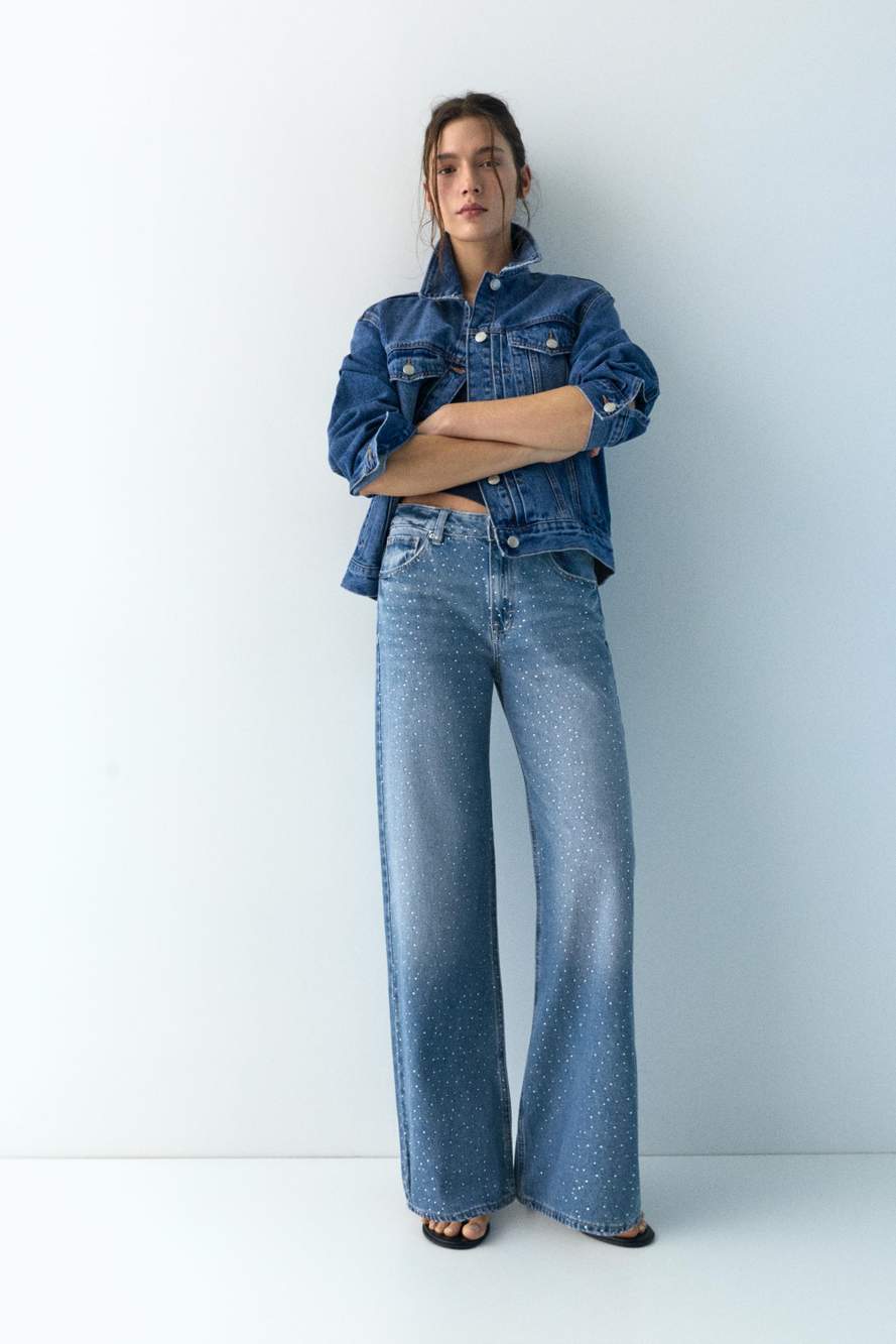 Straight-leg baggy jeans with rhinestones — Product image 33 of 38