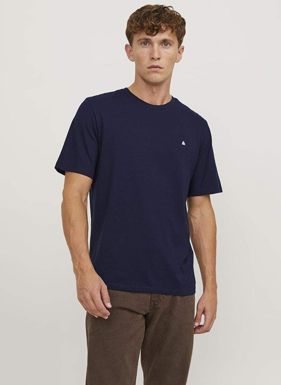 Navy Blue Men's 100% Cotton T-Shirt JJEPAULOS TEE SS CREW NECK NOOS — Product image 14 of 14