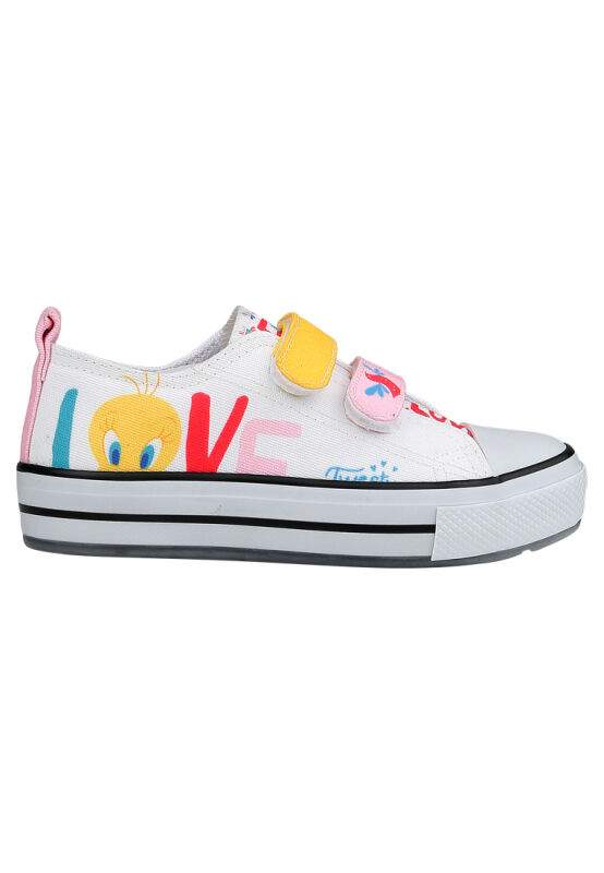 Unisex Kids Vegan White Light-Up Velcro Sneakers - Warner Bros Looney Tunes Love Tweety Design — Product image 7 of 9