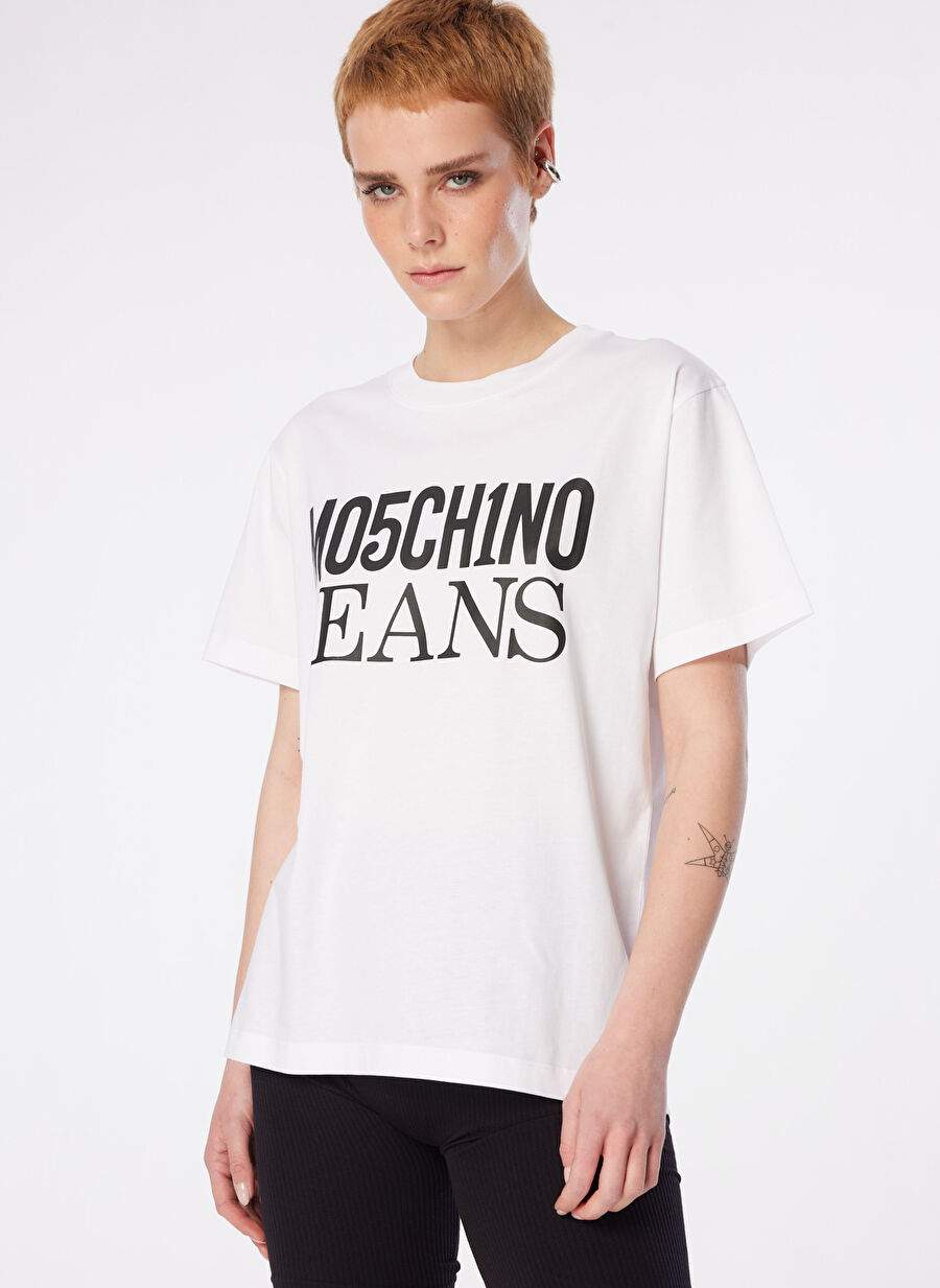 Moschino Jeans Round Collar Baskl White Kadn T Shirt 241k1j0712 — Product image 4 of 8