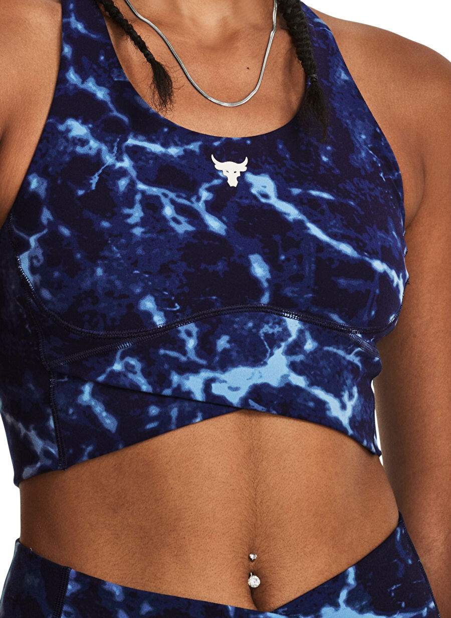 Under Armour Lacivert Kadın Bisiklet Yaka Baskılı Atlet 1380858-410 Pjt Rck LG Crssover Top — صورة المنتج 4 من 5