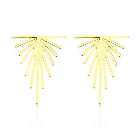 Aristotle Triangle 925 Sterling Silver 14K Gold Plated Women's Earrings