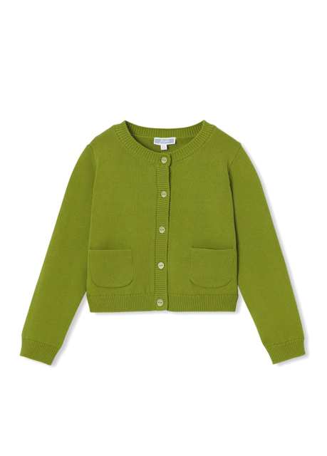 Green Cotton Jersey Girl Kid Cardigan