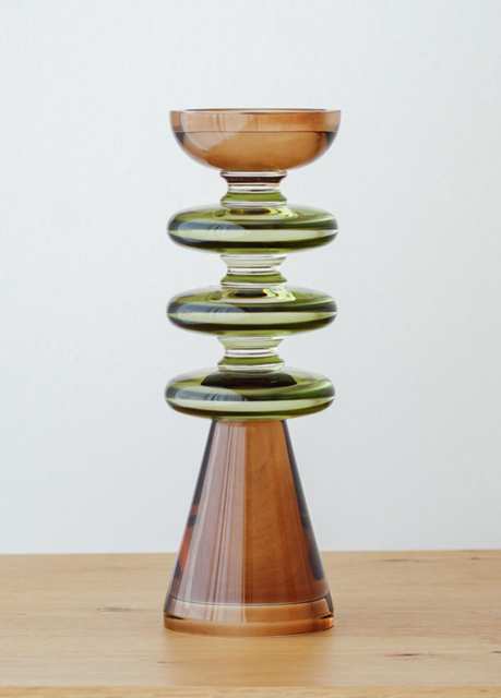 Brown Green Glass Candle Holder