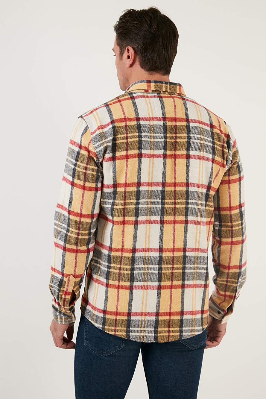 Buratti Ekoseli Uzun Kollu Slim Fit Kışlık Erkek Gömlek CF21W112844 — صورة المنتج 6 من 7