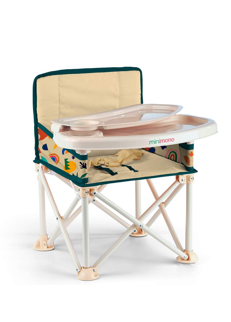 Plus Tropikal Desenli Bej Yükseltici Katlanabilir Portatif Mama Sandalyesi — Product image 3 of 7