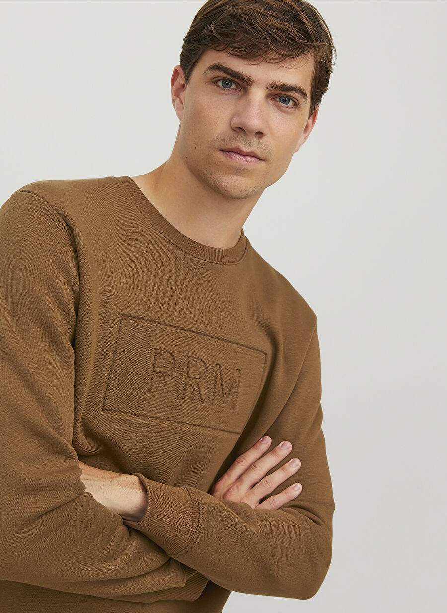Jack & Jones Bisiklet Yaka Kahve Erkek Sweatshırt 12241106_JPRBLABLAKE SWEAT CREW NEC — صورة المنتج 3 من 7