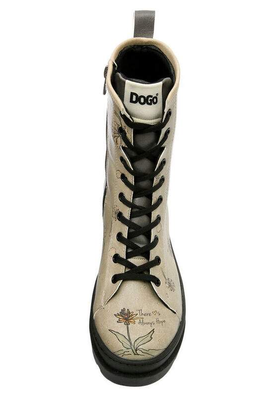 Women Vegan Leather Beige Zipper Long Boots - There is always Hope Design — Product image 5 of 8