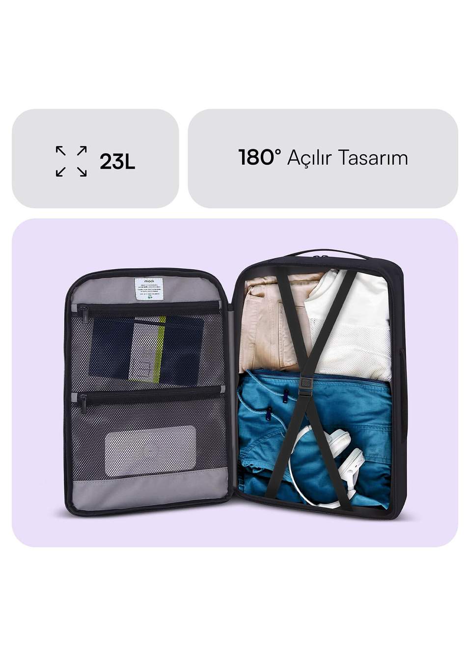 MCE-1206 16" Explor Lite Eco Black Travel Backpack 23 Lt — Product image 3 of 8