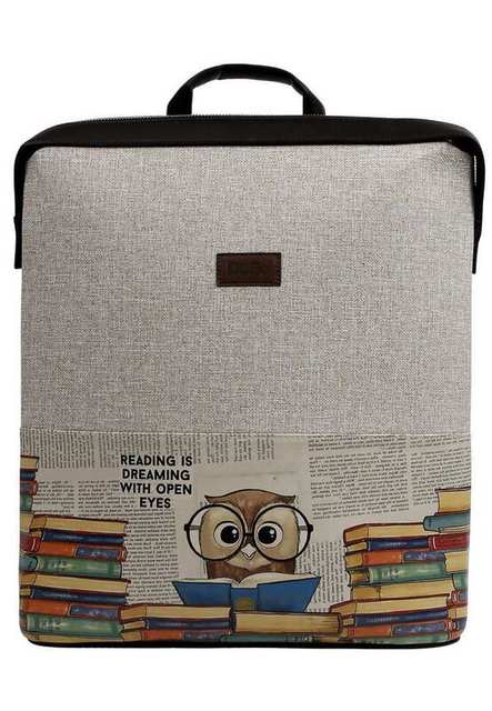 Unisex Vegan Gray Backpack - The Wise Owl Design