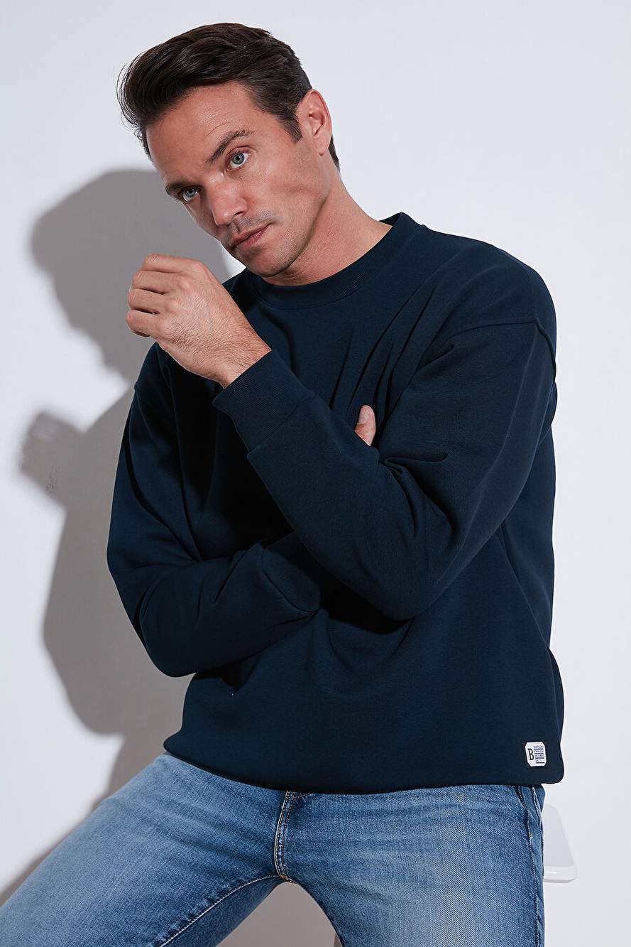Buratti Regular Fit Bisiklet Yaka Pamuklu İçi Tüylü Yumuşak Şardonlu Erkek Sweatshırt 5905255 — صورة المنتج 5 من 7