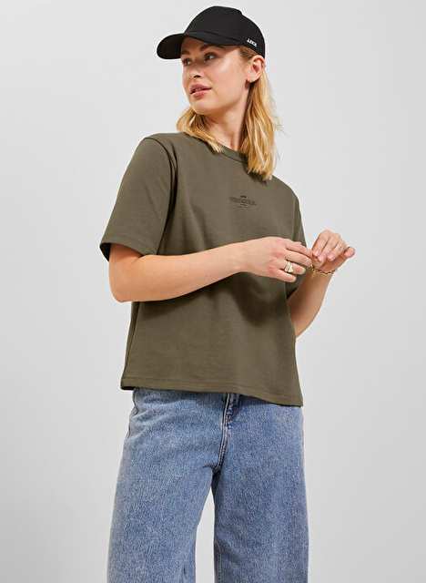 JJXX Crew Neck Printed Dark Green Women's T-Shirt JXISA BELLE LOOSE SS TEE JRS