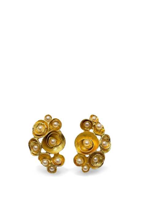Maia Gold Pearl 22K Gold Plated Women's Earrings