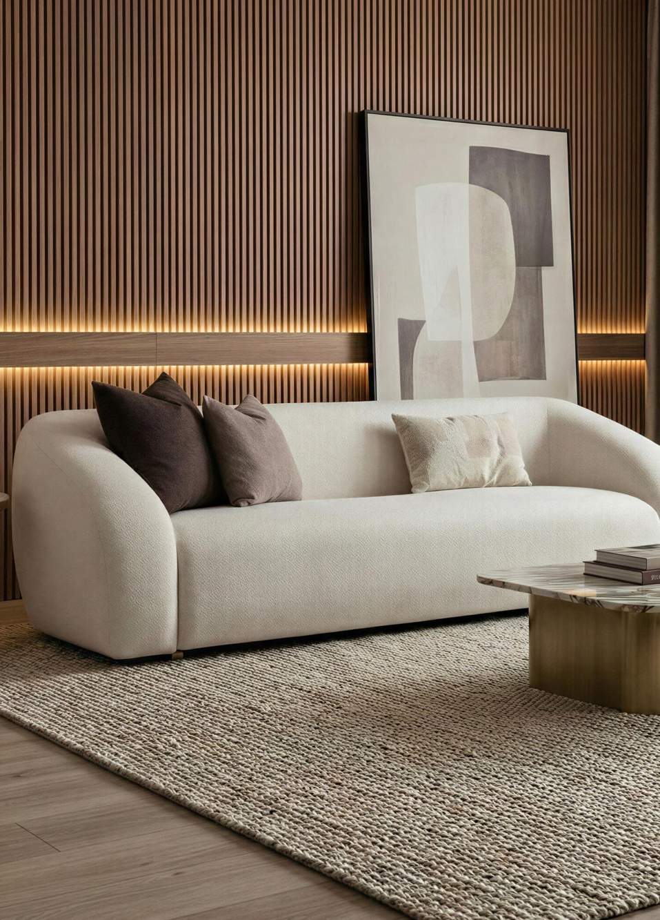 ◆ Stone Color Triple Sofa — Product image 3 of 3