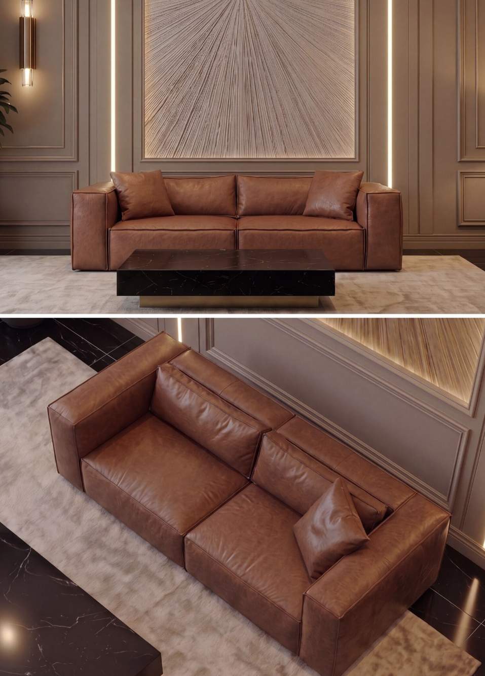 Vetro Red Brown Leather Double Sofa — Product image 5 of 5