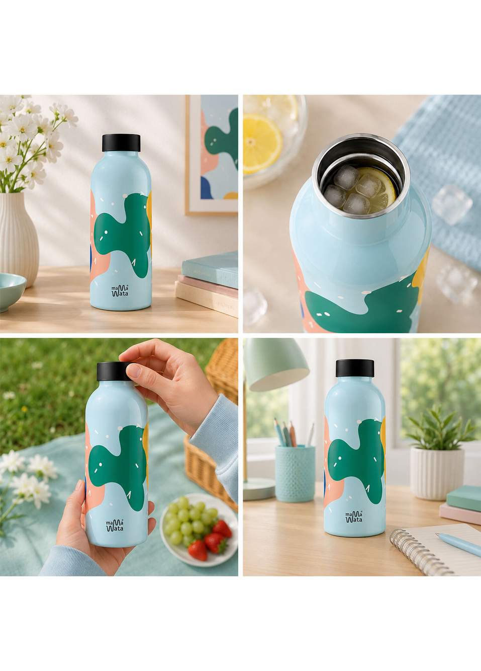 Confetti Light Blue Steel Thermos Drinker 470 ml — Product image 5 of 6