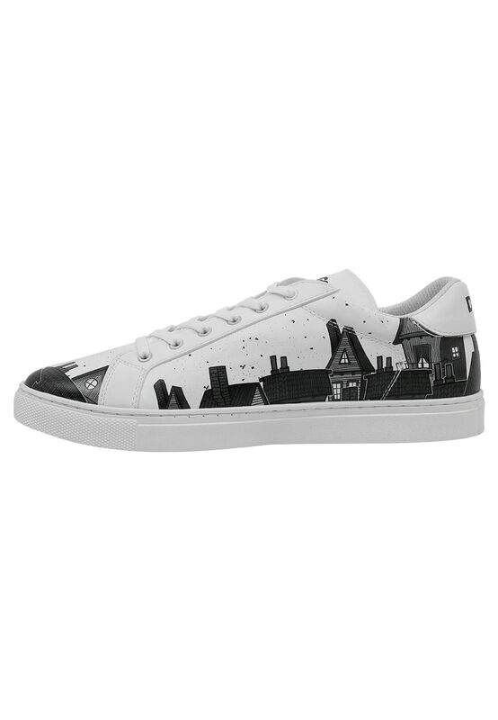 Men Vegan Leather White Sneakers - Night Lovers Design — صورة المنتج 5 من 8